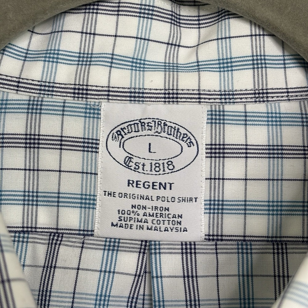 Brooks Brothers Regent Original Polo Men's Size Large Blue Plaid 100% Cotton - Picture 3 of 5